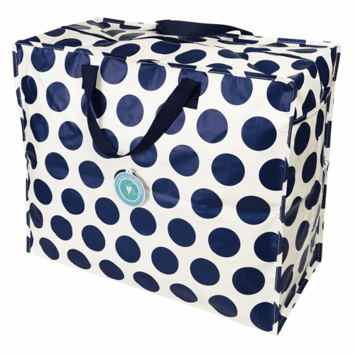 jumbo bag navy on white spots
