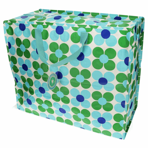 jumbo bag blue and green daisy