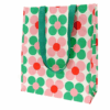 recycled shopping bag green and pink daisy
