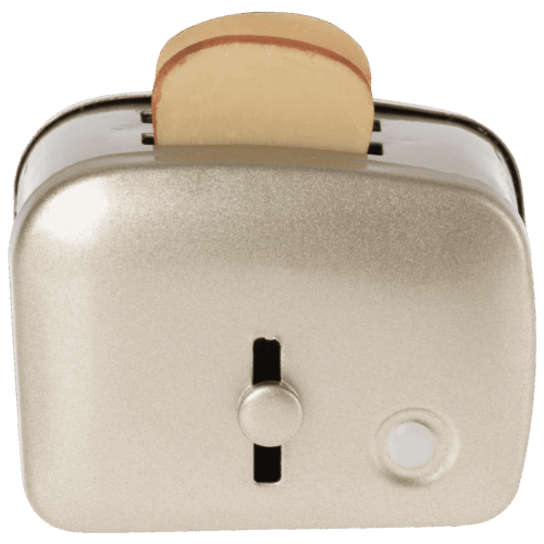 maileg miniature toaster & bread silver