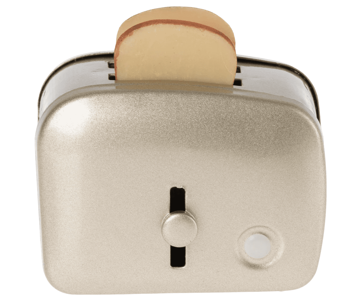 maileg miniature toaster & bread silver