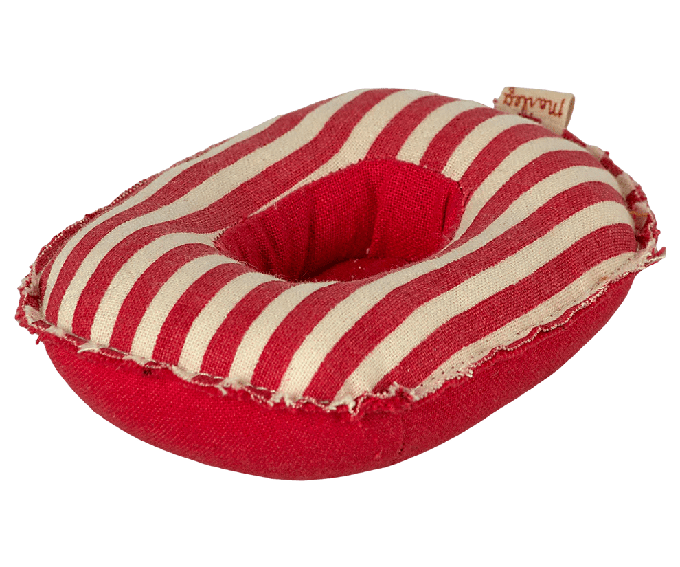 maileg rubber boat, small mouse red stripe