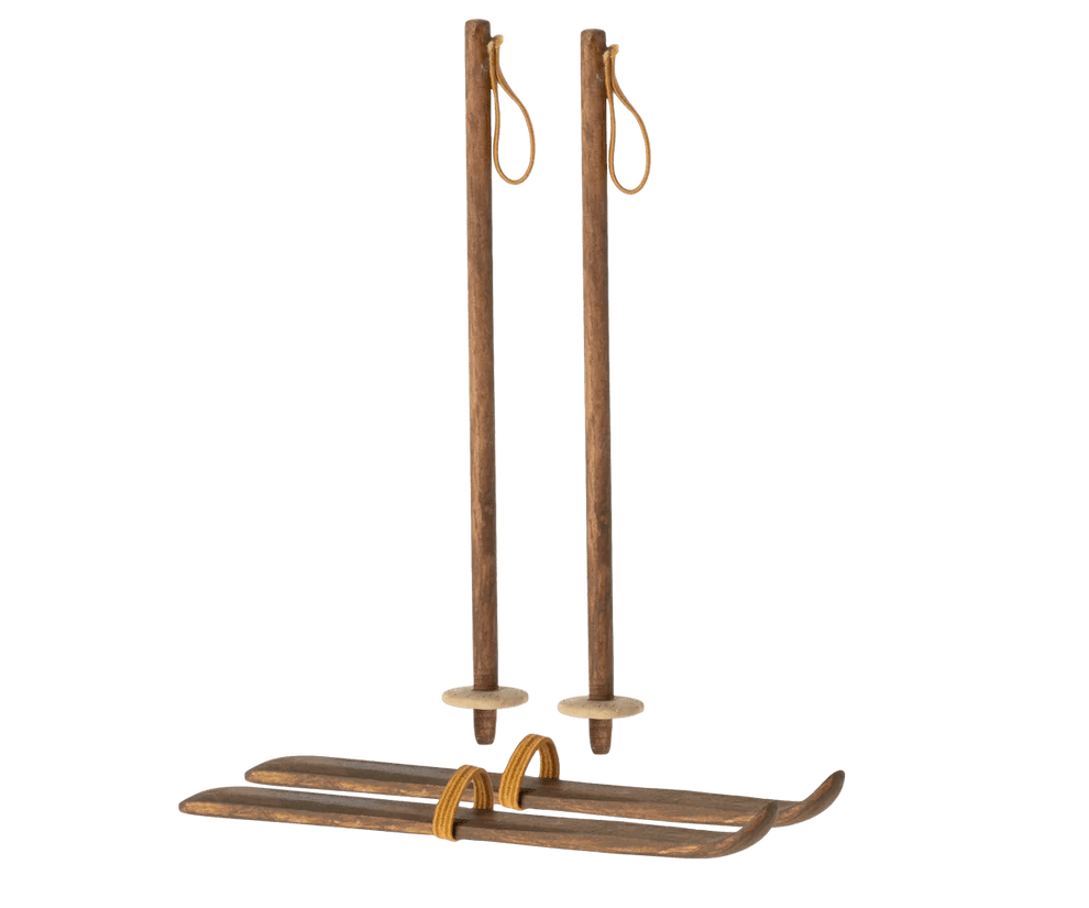 maileg ski and ski poles, mum & dad mouse
