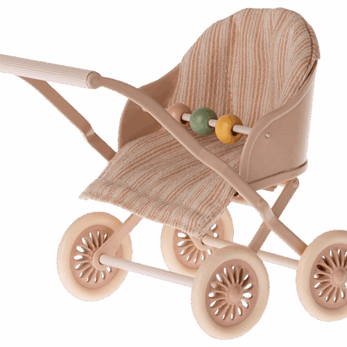 maileg stroller, baby mouse rose