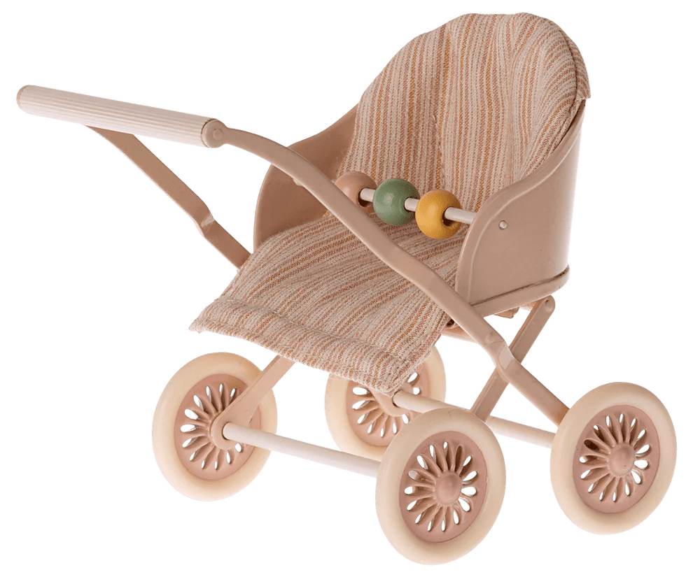 maileg stroller, baby mouse rose