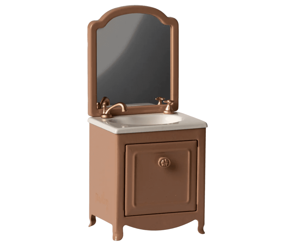 maileg sink dresser with mirror, dark powder