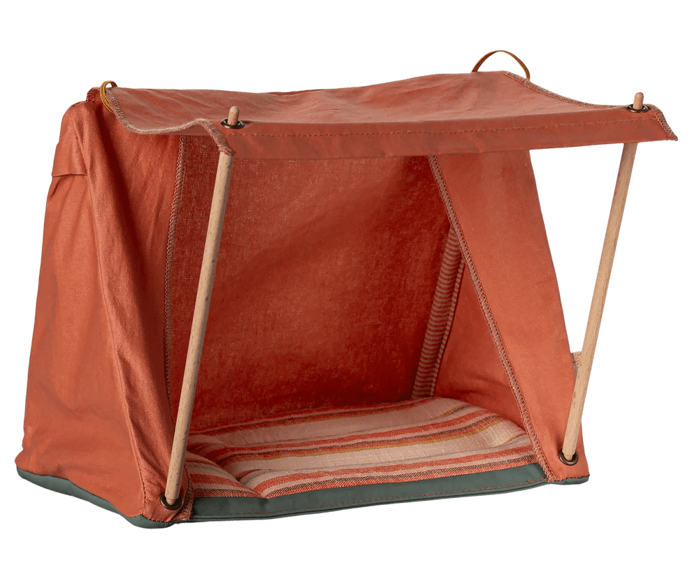 maileg happy camper tent, mouse orange