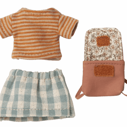 maileg clothes and bag, big sister mouse old rose