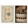 maileg sleepy/wakey baby mouse in matchbox blue