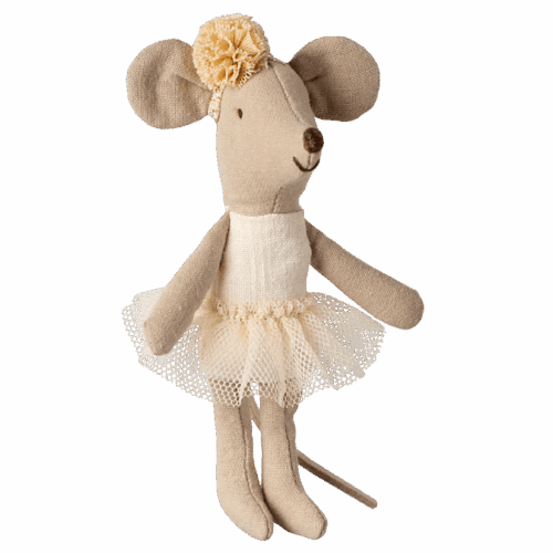maileg ballerina mouse, little sister off white