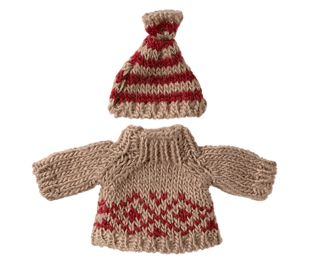 maileg knitted sweater and hat, mum mouse