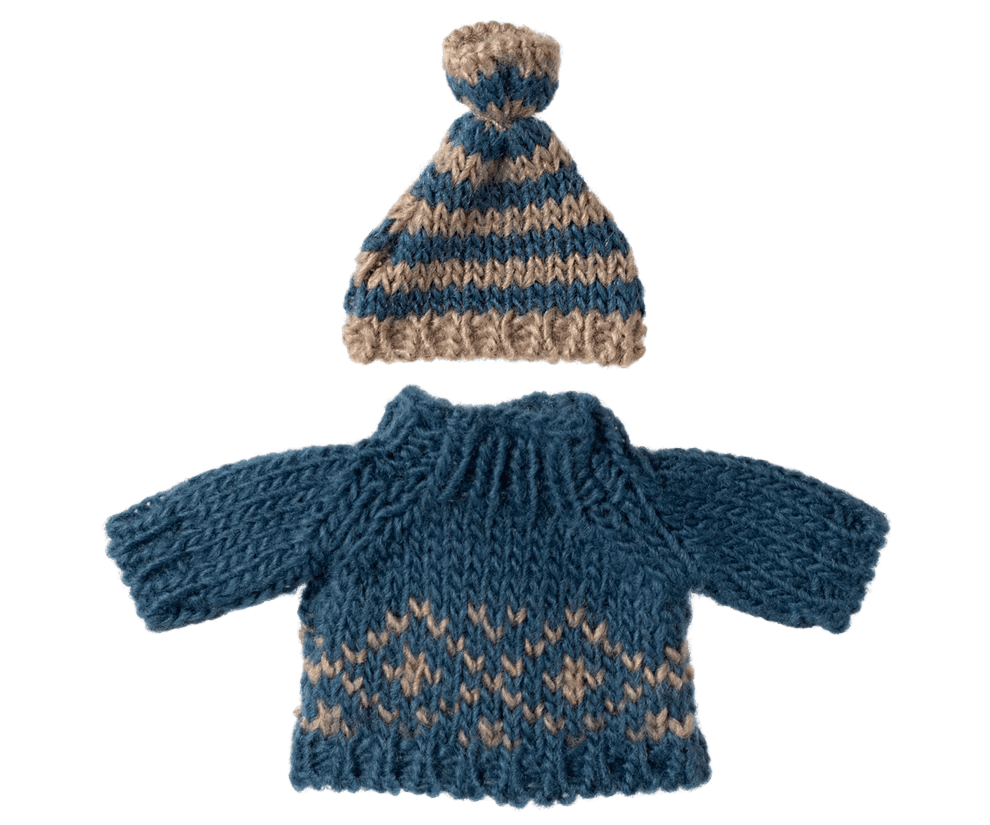 maileg knitted sweater and hat, dad mouse