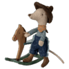 maileg cowboy mouse on rocking horse, little brother