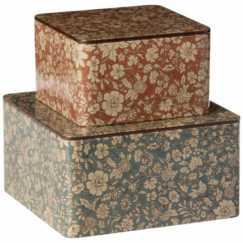 maileg metal box, blossom 2 pcs set