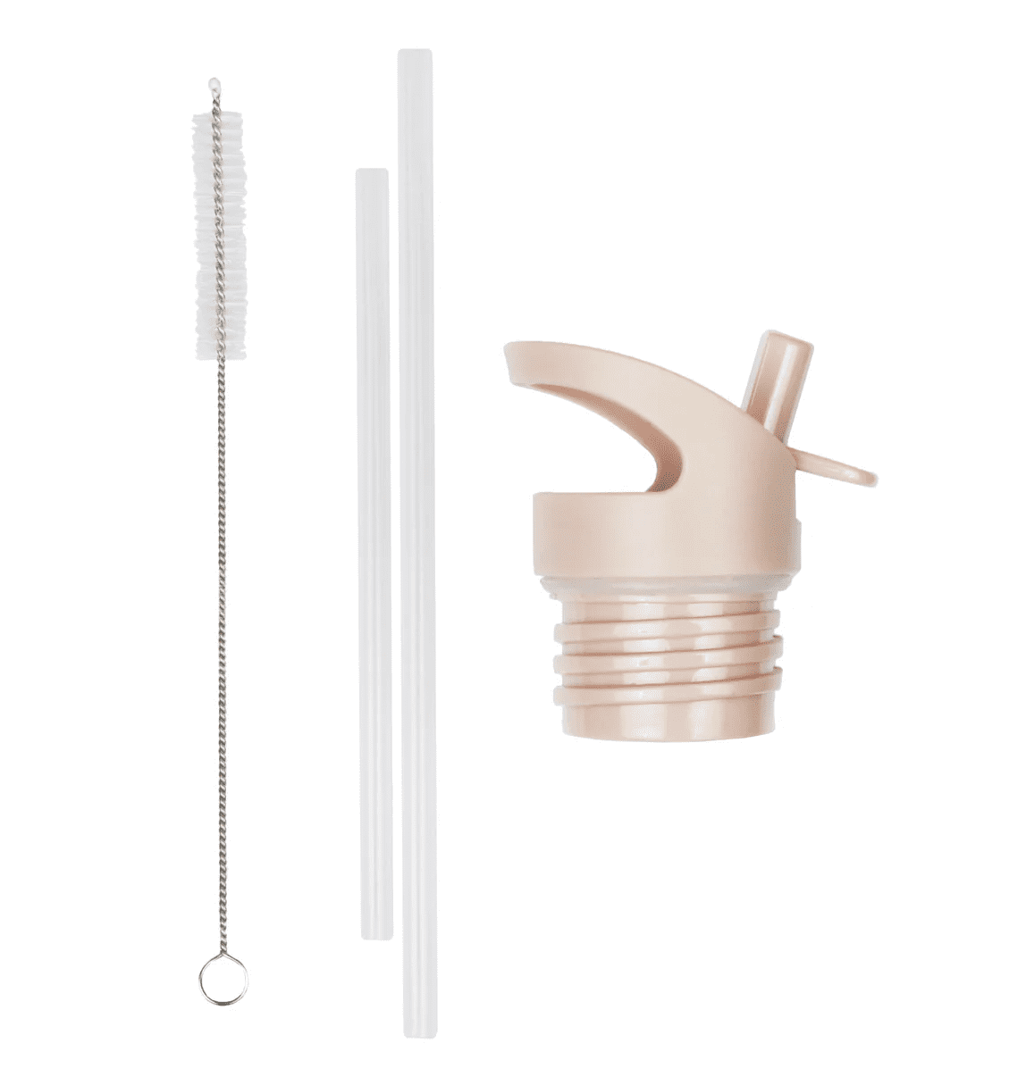 dop, rietje & borstel set voor rvs drinkfles bloesems roze