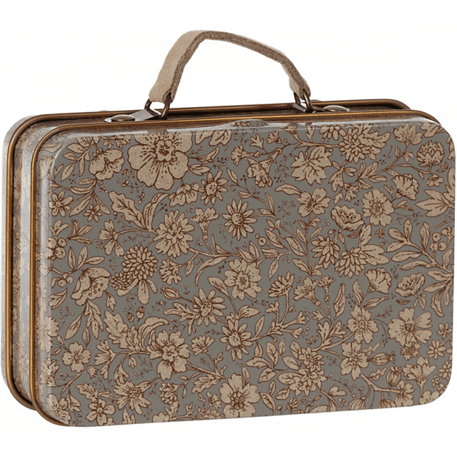 maileg small suitcase, blossom grey