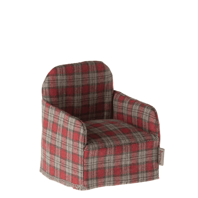 maileg chair, mouse red checker