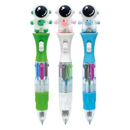 4 kleuren balpen astronaut met licht 3 assorti