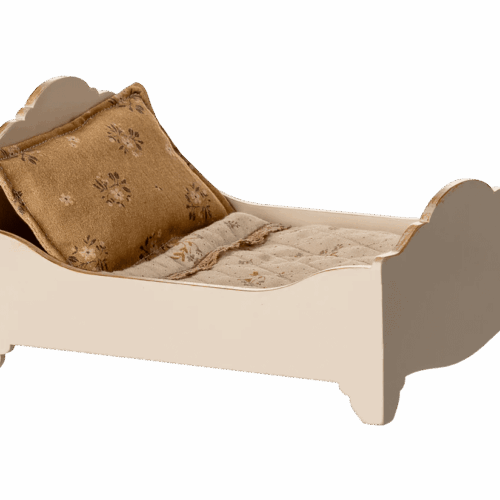 maileg wooden bed, mouse off white 16cm