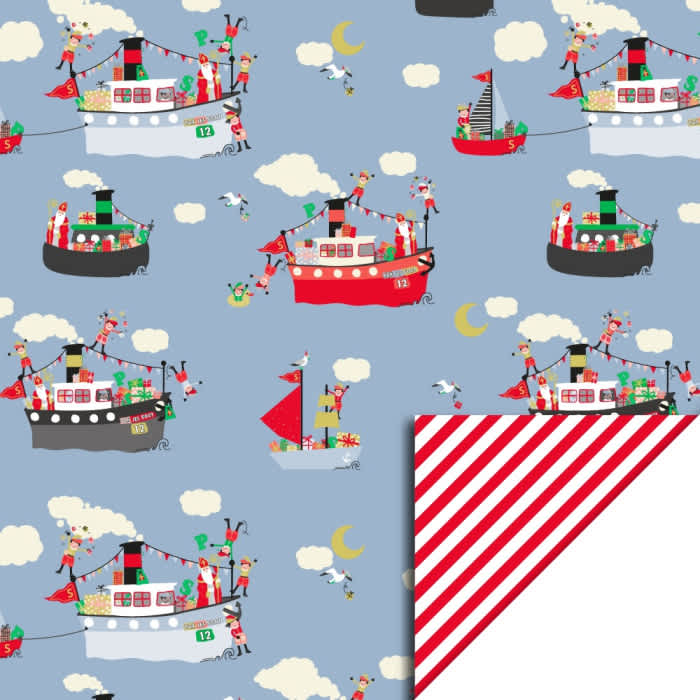 sint pakjesboot blue stripes red 70cmx3mtr consumentenrol inpakpapier