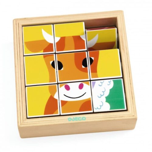 puzzel 9 houten blokken animoroll