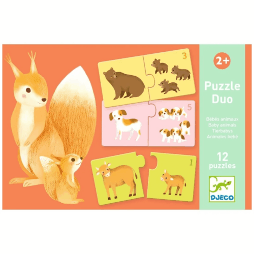 djeco duo puzzel babydieren 2+