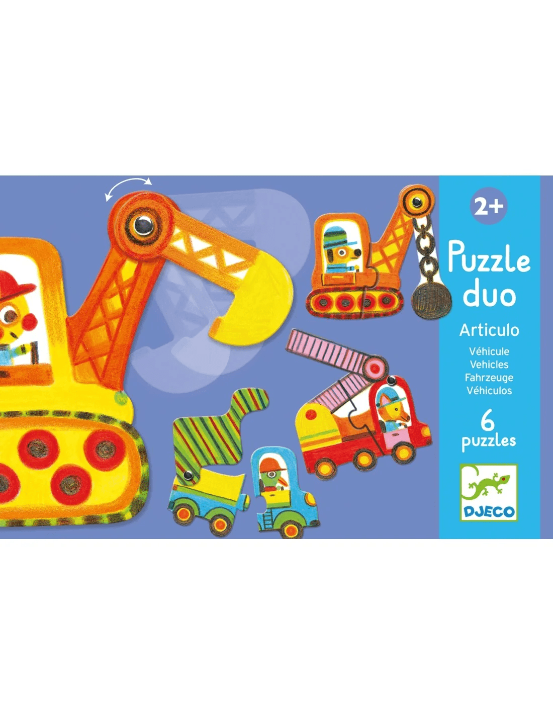 djeco duo puzzle voertuigen 2+
