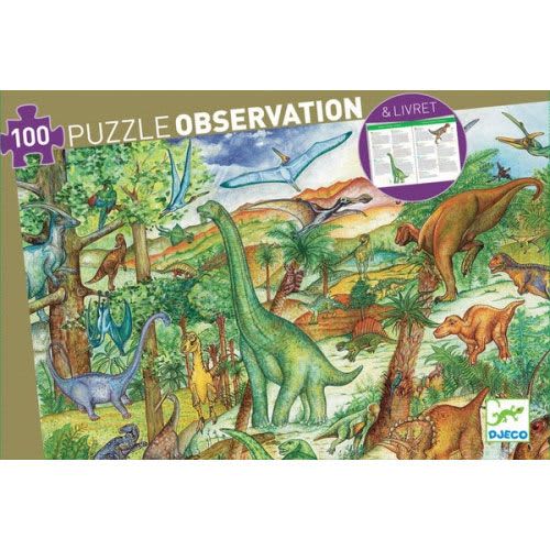djeco observation puzzle dinosaurus 100 pcs 5+