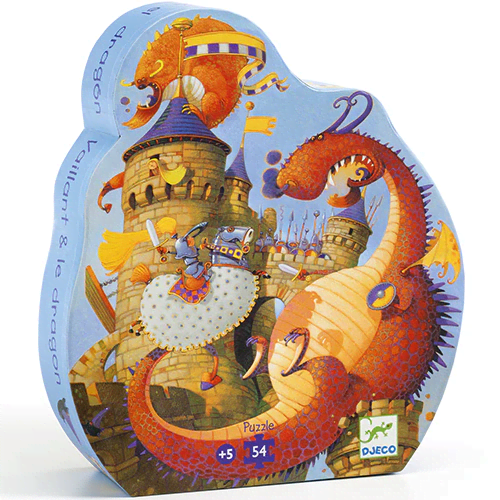djeco silhouette puzzel ridders en draken 54 stuks +5