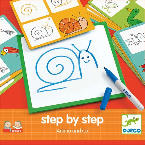 djeco step by step tekenkaarten dieren animo and co 4 6 jaar