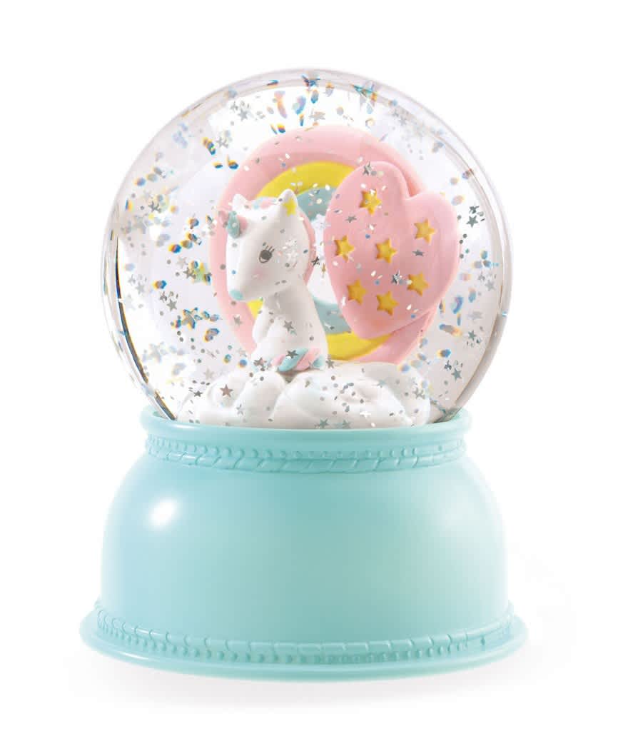 djeco sneeuwbol nachtlampje unicorn