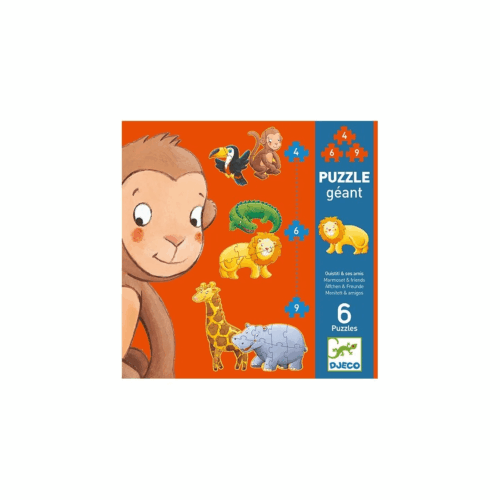 djeco geant puzzel 6 puzzels marmoset & friends 2+