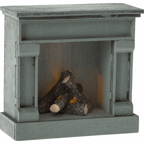 maileg fireplace with light blue