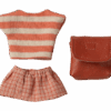 maileg clothes and bag, big sister mouse coral