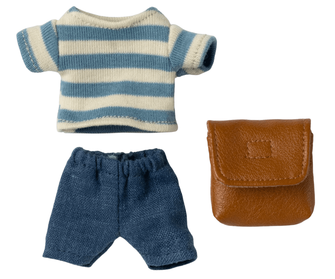 maileg clothes and bag, big brother mouse brown