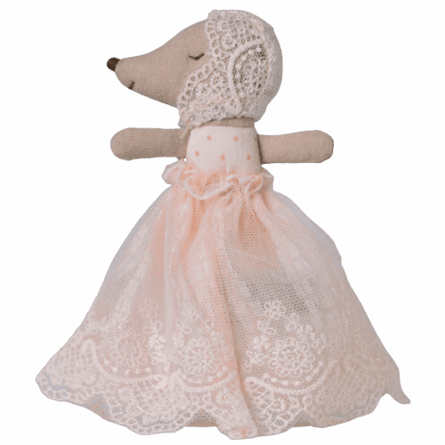 maileg baby mouse in gown powder