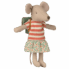 maileg tricycle mouse, big sister with backpack green
