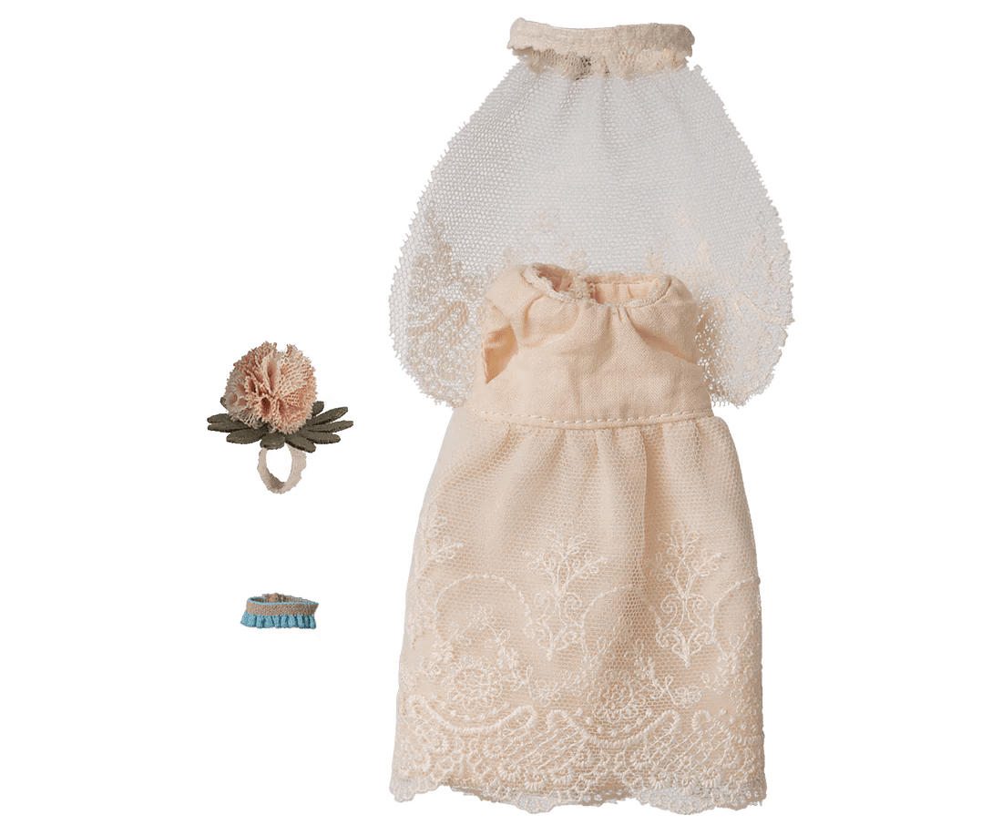 maileg wedding dress, mum mouse