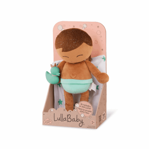 lullababy plush boy bath doll and accessory brown hair