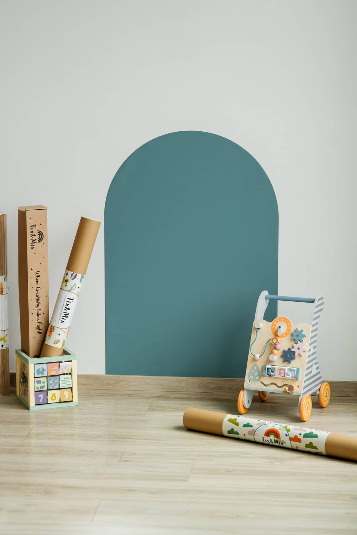 tix en mix magnetische muursticker magneetbord cyan wave + 2 krijtjes