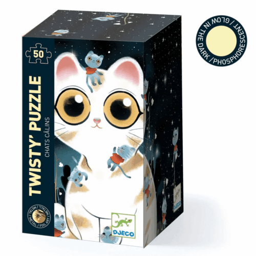 djeco wizzy' puzzle glow in the dark cuddly cats 50 pcs 5+