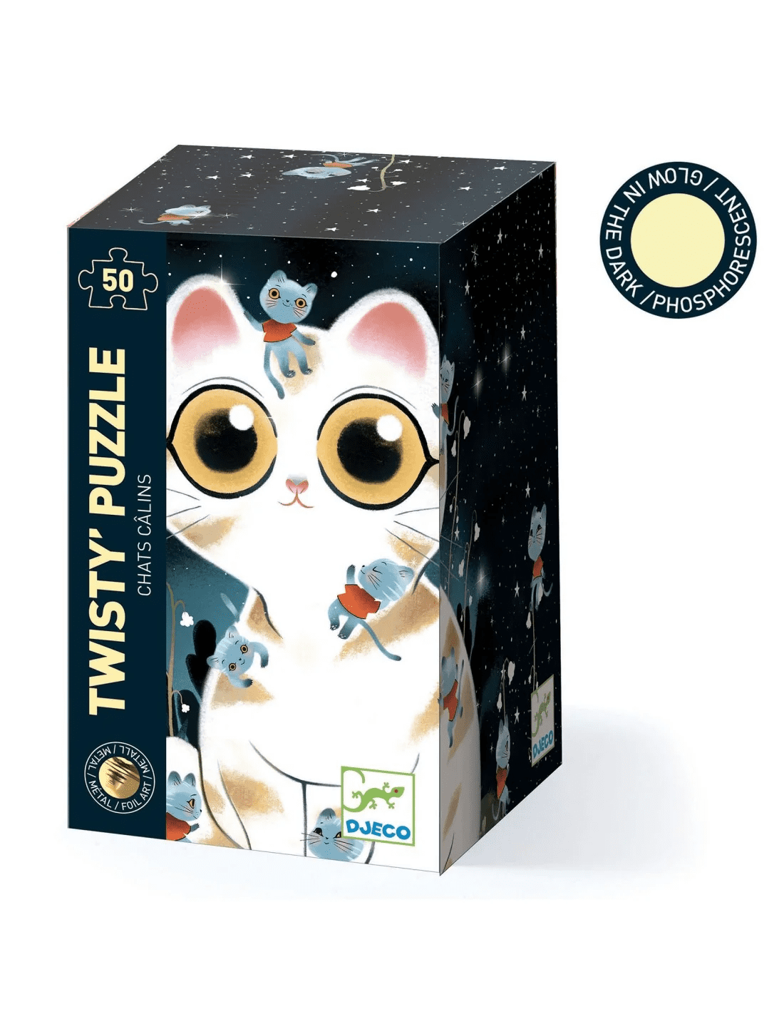 djeco wizzy' puzzle glow in the dark cuddly cats 50 pcs 5+