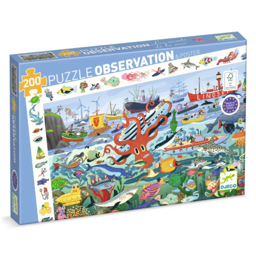 djeco observatie puzzel de geheimen van de zee 200 pcs 6+