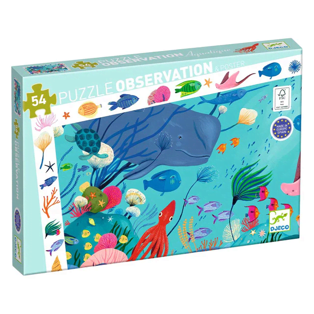 djeco observation puzzle aquatisch 54 stuks 4+