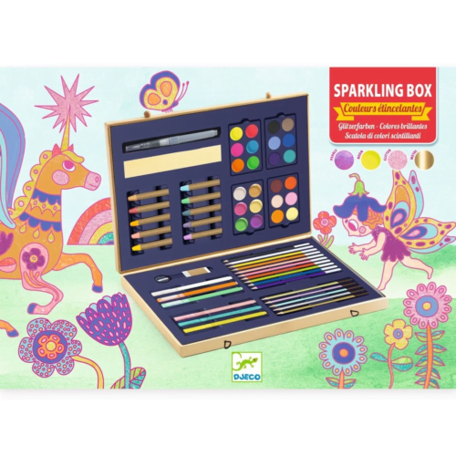 djeco sparkling box tekendoos glitter kleuren 60pcs +6 jaar