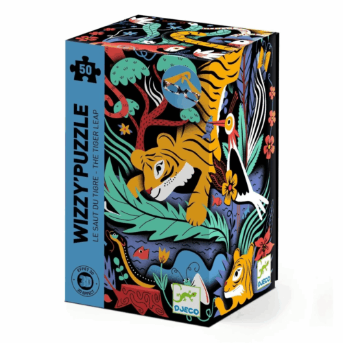 djeco wizzy' puzzle 3d de sprong van de tijger 50 pcs 5+