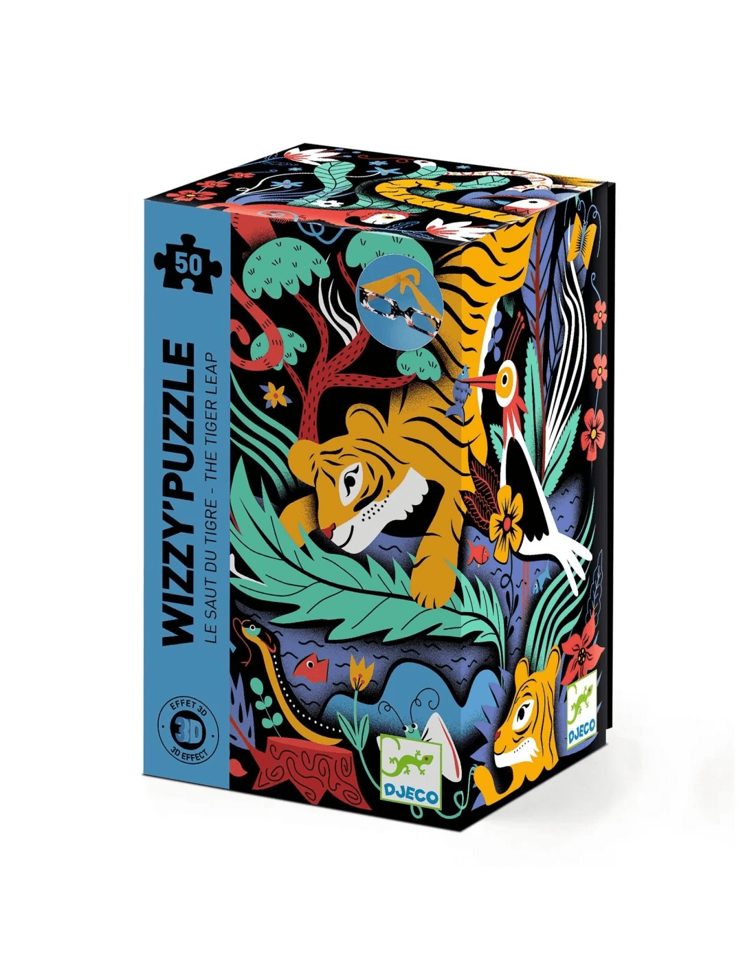 djeco wizzy' puzzle 3d de sprong van de tijger 50 pcs 5+