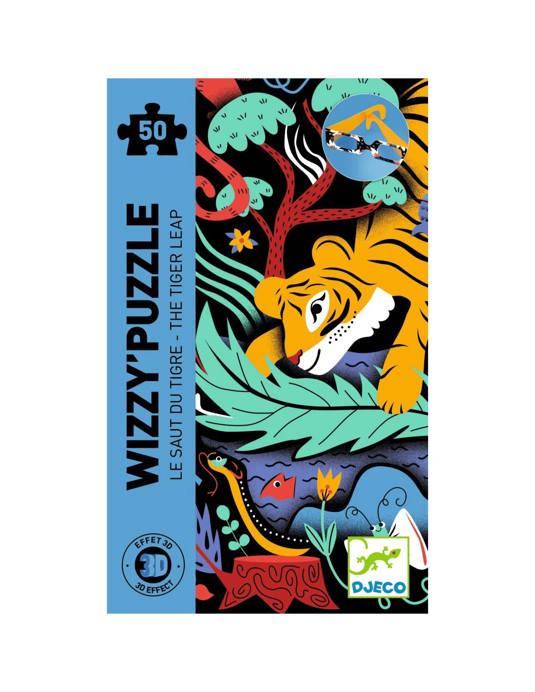 djeco wizzy' puzzle 3d de sprong van de tijger 50 pcs 5+