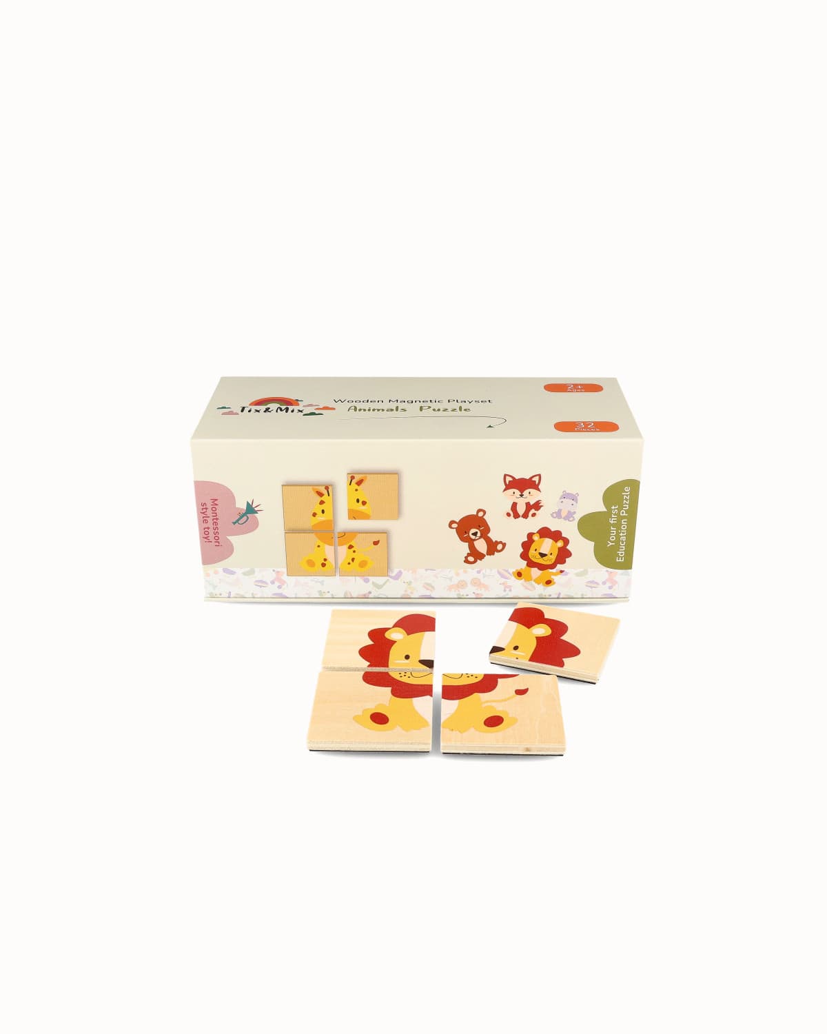 tix en mix magnetische speelset dieren en puzzel voor magneetbord 32st