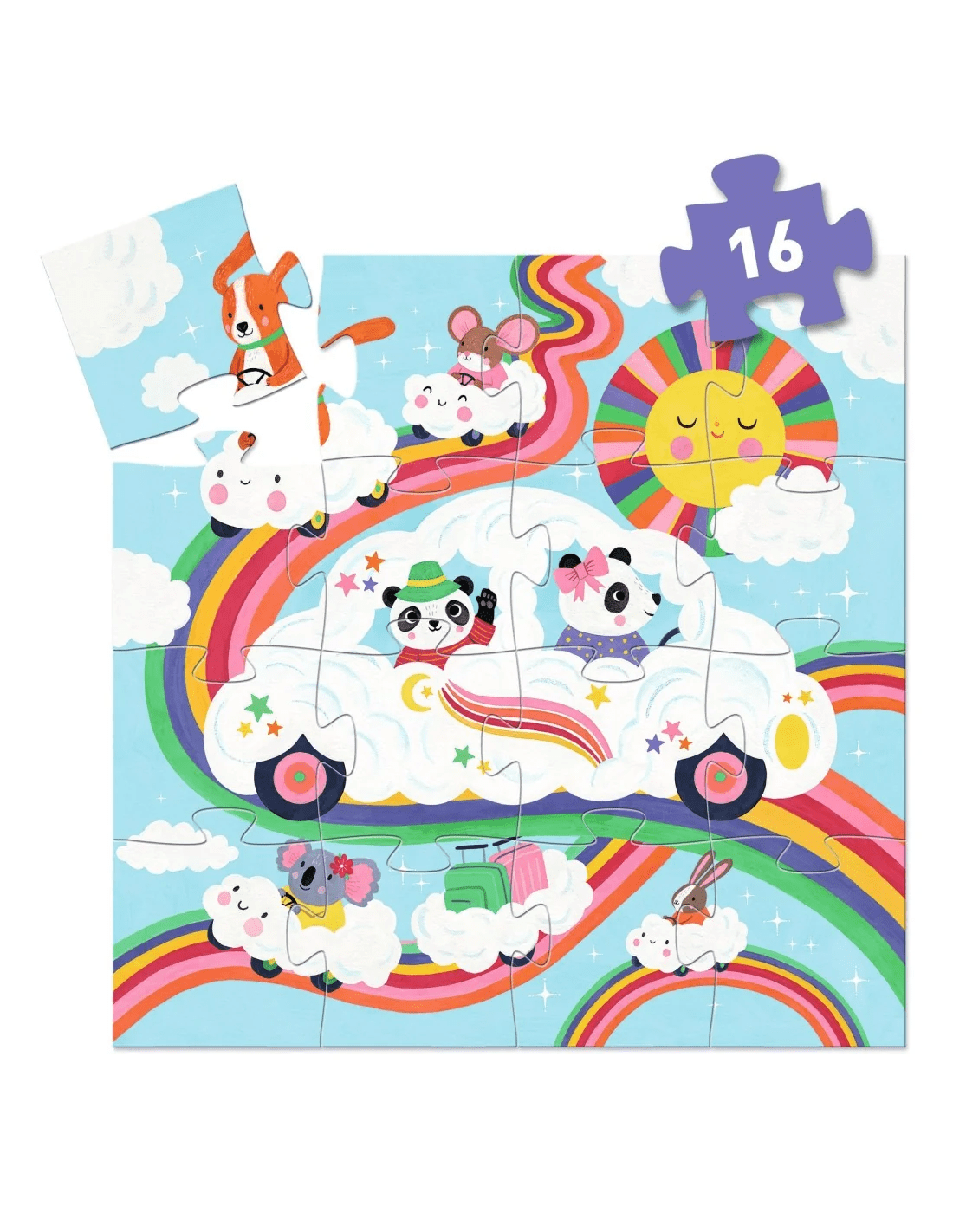 djeco silhouette puzzel wolkenauto 16pcs